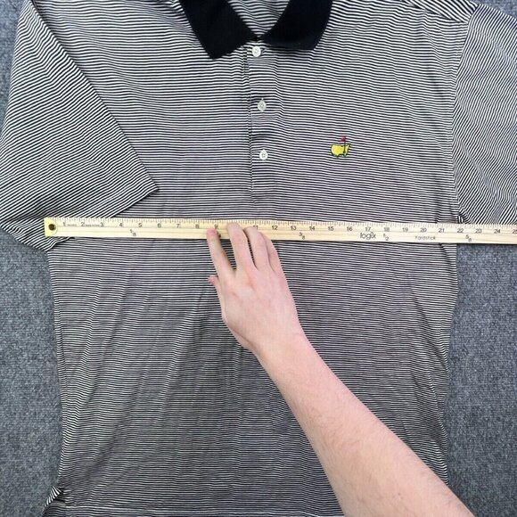 Masters Collection Black & White Striped Shirt Mens Large Golf Polo Short Sleeve - Picture 4 of 16